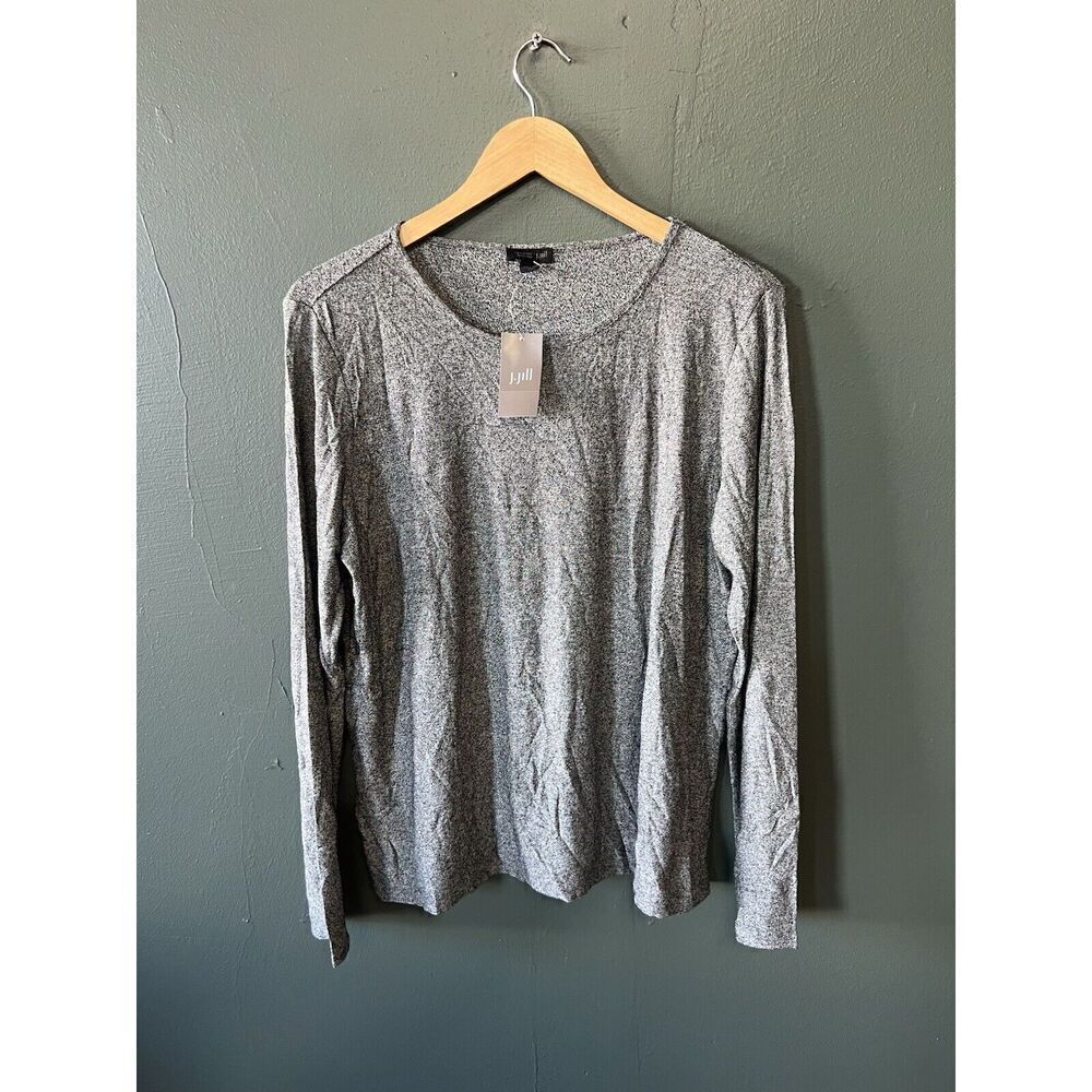 J. Jill Womens Gray Knit Wearever Collection Long Sleeve Shirt Size Large NWT